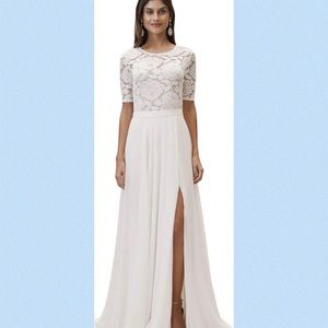 New BHLDN Chateau XXL 18 / 20 Ivory Chiffon Front Slit Maxi Wedding Skirt